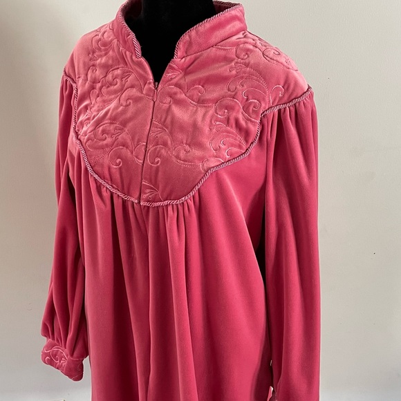 Vintage Pink Velour Nighty Dressing Gown Sleepwear Size Large - Picture 3 of 16